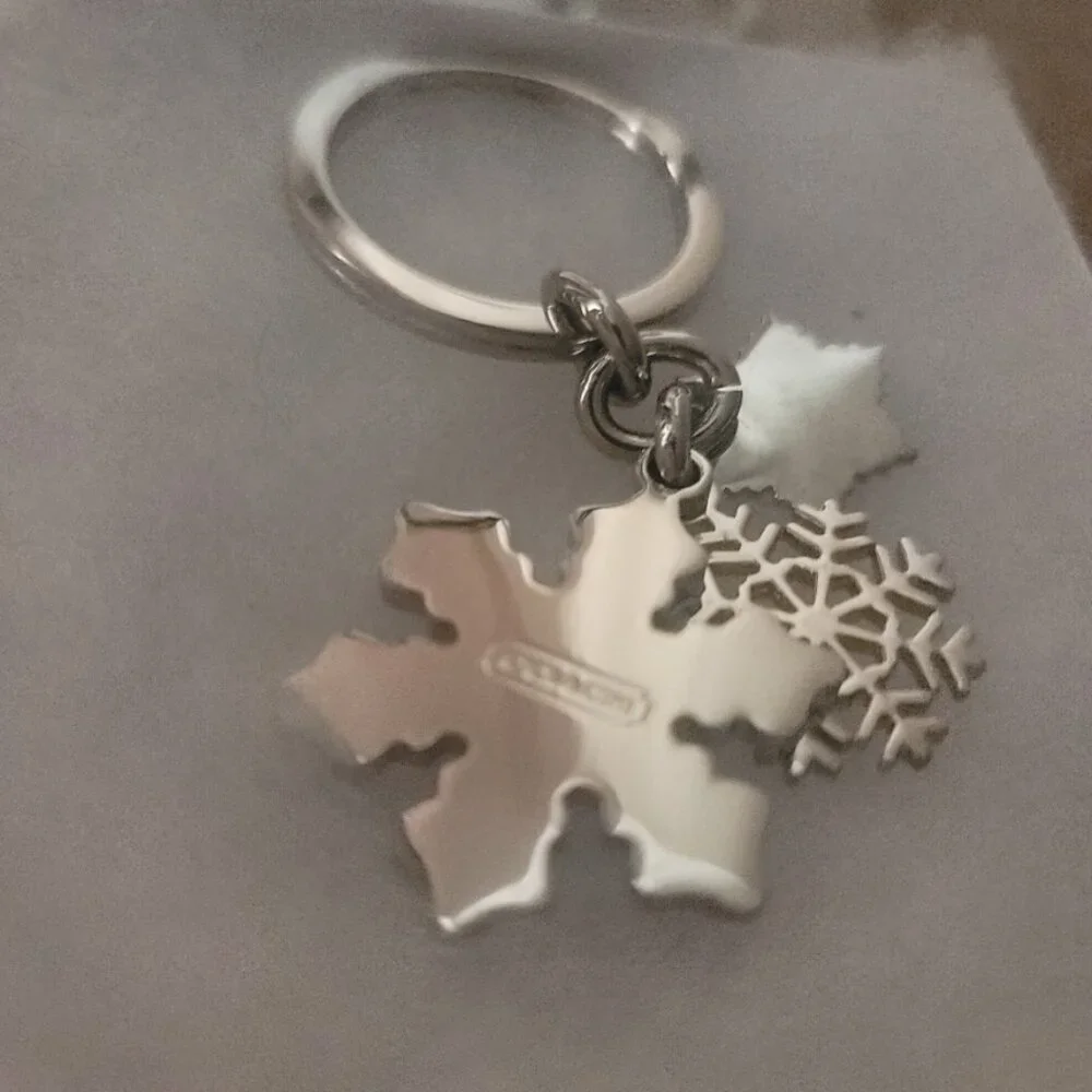 COACH - Snowflake (Cranberry Red) Silver-toned Keychain (Brand New)